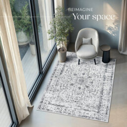 Tectake Washable Rug Aliya - Different Sizes, Oriental Pattern, Non-Slip Underside, Non-Allergenic Short Pile 200 X 274 Cm - Grey - thumbnail 7