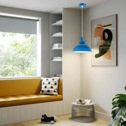 Ledsone Vintage Industrial Pendant Light E27 Holder Blue Curvy For Living Room Kitchen Restaurant Cafe - thumbnail 3