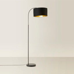 Valuelights Curva Black Arched Floor Lamp With Black Velvet / Gold Inner Shade - thumbnail 6