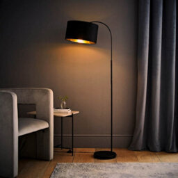 Valuelights Curva Black Arched Floor Lamp With Black Velvet / Gold Inner Shade - thumbnail 5