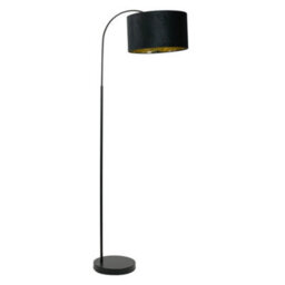 Valuelights Curva Black Arched Floor Lamp With Black Velvet / Gold Inner Shade - thumbnail 2