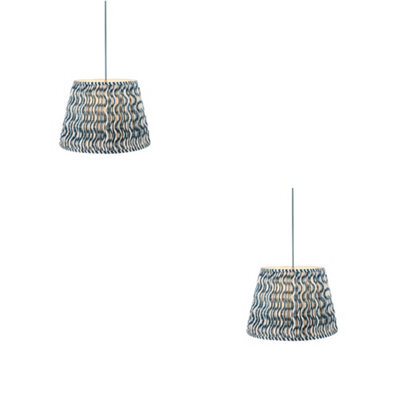 Loops Elegant 2 Pack Of Brushed Brass Hanging Pendant Lights With Blue Flex - image 1