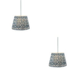 Loops Elegant 2 Pack Of Brushed Brass Hanging Pendant Lights With Blue Flex - thumbnail 1