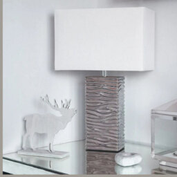 Modern Chrome Table Lamp Textured Base Rectangle Shade Led Light - thumbnail 4