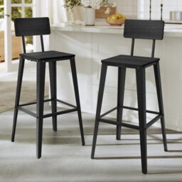 LEDREM Set Of 2 Bar Height Stools, Bar Stools, Tall Barstools With Back, Counter Bar Chairs For Kitchen Island, Steel Frame, Black - thumbnail 1