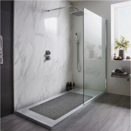 Tile Prime Anti Slip Pvc Loofah Shower Mat - Anti Mould Washable Bath Mat Rectangular 90X60Cm Grey - thumbnail 4