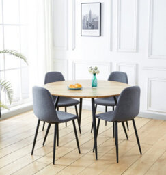 Hallowood Furniture Cullompton Large Round Dining Table (120Cm) With Oak Effect Top And Black Legs - thumbnail 8