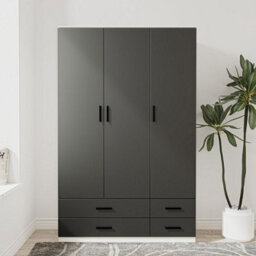 Urbn-Living Urbnliving 180Cm Height Black 3 Door 4 Drawer Wardrobe Storage Shelf Modern Bedroom White Furniture - thumbnail 4