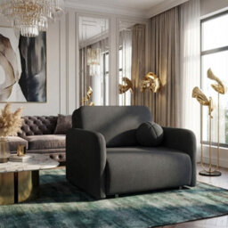 Viva Sun I Sofa Bed Chair With Sleeping Function And Bedding Storage Chipboard Frame Metal Legs 100X103X85Cm Black - thumbnail 1