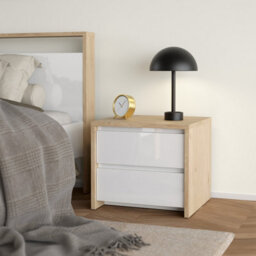 Furniture To Go Next Nightstand 2 Drawers Jackson Hickory White High Gloss - thumbnail 7