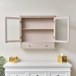 Melody Maison Pink Reeded Glass Wall Cabinet With Drawers - thumbnail 7