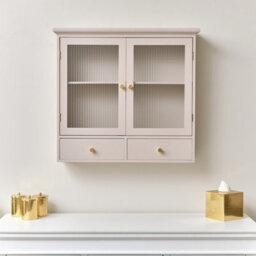 Melody Maison Pink Reeded Glass Wall Cabinet With Drawers - thumbnail 6