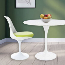 Fusion Living Tulip Set - Marble Medium Circular Table And Two Chairs With Pu Cushion Green - thumbnail 2