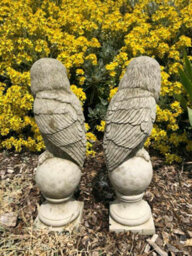 Burgess Pair Of Barn Owl Finials Stone Statues Outdoor Garden Ornament Animal Sculpture - thumbnail 4
