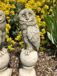 Burgess Pair Of Barn Owl Finials Stone Statues Outdoor Garden Ornament Animal Sculpture - thumbnail 2