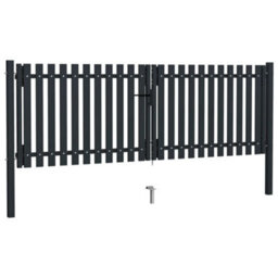 Berkfield Double Door Fence Gate Steel 306X125 Cm Anthracite - thumbnail 2
