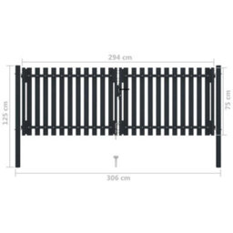 Berkfield Double Door Fence Gate Steel 306X125 Cm Anthracite - thumbnail 6