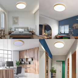 Led Ceiling Light Cold White Flush Mount 34Cm Round Wood Effect - thumbnail 5