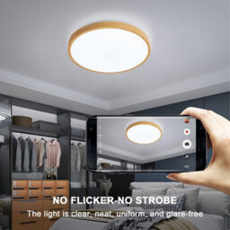 Led Ceiling Light Cold White Flush Mount 34Cm Round Wood Effect - thumbnail 4