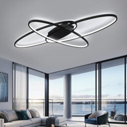 Living And Home 90Cm Minimalistic Unique Oval Acrylic Shade Led Semi Flush Ceiling Light Fixture -Cool White - thumbnail 1