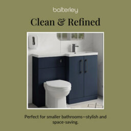 Balterley Right-Hand Bathroom Vanity And Wc Unit Combination With Basin - 1100mm - Satin Dark Blue With Brushed Pewter Handles - thumbnail 7