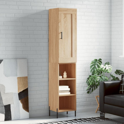 Berkfield Highboard Sonoma Oak 34.5X34X180 Cm Engineered Wood - image 1