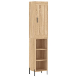Berkfield Highboard Sonoma Oak 34.5X34X180 Cm Engineered Wood - thumbnail 2