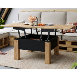 Heze Furniture Ozma 2 In 1 Extending Coffee / Dining Table 90-180Cm - Golden Craft Oak / Black - thumbnail 4