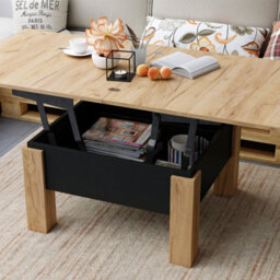 Heze Furniture Ozma 2 In 1 Extending Coffee / Dining Table 90-180Cm - Golden Craft Oak / Black