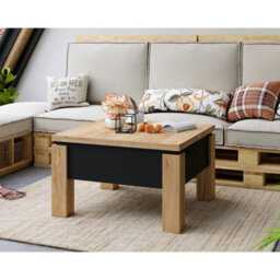 Heze Furniture Ozma 2 In 1 Extending Coffee / Dining Table 90-180Cm - Golden Craft Oak / Black - thumbnail 3