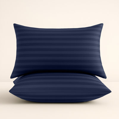 Bedlooms Navy Satin Stripe Pillowcase Pair - Soft Touch Striped Pillow Covers Skin Friendly Pillowcase Bedding Set 50X75 Cm - image 1