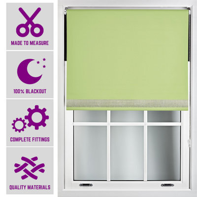 Furnished Diamante Edge Blackout Roller Blinds Made To Measure - Lime Green (W)210Cm X (L)165Cm - image 1