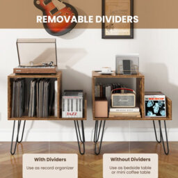 Costway Record Player Stand Holds Up To 145 Albums Modern End Table W/ Power Outlet - thumbnail 6