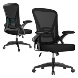 Onemill Swivel Computer Chair Home Office Chair With Flip Up Armrests, Breathable Mesh(Black) - thumbnail 2