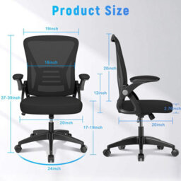 Onemill Swivel Computer Chair Home Office Chair With Flip Up Armrests, Breathable Mesh(Black) - thumbnail 5