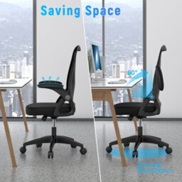 Onemill Swivel Computer Chair Home Office Chair With Flip Up Armrests, Breathable Mesh(Black) - thumbnail 4