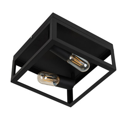 Valuelights Pisces Industrial Black 2 Way Caged Ceiling Light And Bulbs - image 1
