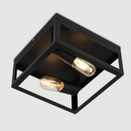 Valuelights Pisces Industrial Black 2 Way Caged Ceiling Light And Bulbs - thumbnail 4