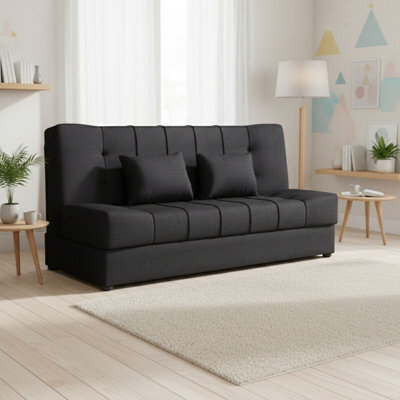Sonia Sofa Bed With Storage Springs And Foam Stylish Living Room Or Guest Room Sofa With Cushions Black - image 1