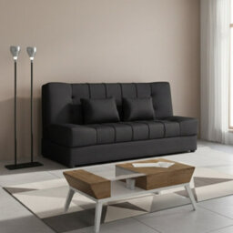 Sonia Sofa Bed With Storage Springs And Foam Stylish Living Room Or Guest Room Sofa With Cushions Black - thumbnail 2