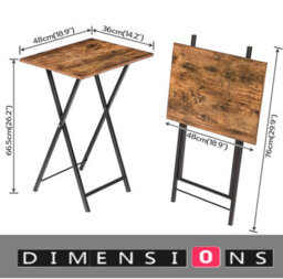 Modcraft Set Of 2 Folding Side Tables - Industrial Tables For Sofa , Laptop, Or Drinks - thumbnail 3