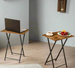 Modcraft Set Of 2 Folding Side Tables - Industrial Tables For Sofa , Laptop, Or Drinks - thumbnail 1