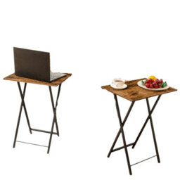 Modcraft Set Of 2 Folding Side Tables - Industrial Tables For Sofa , Laptop, Or Drinks - thumbnail 6