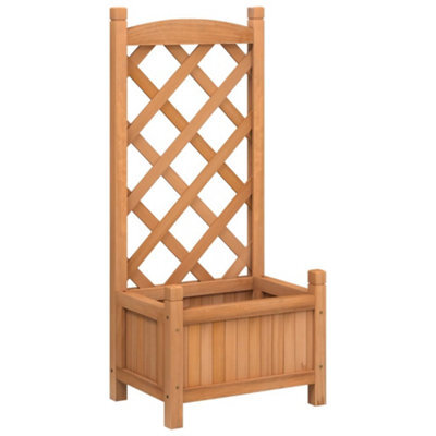 Berkfield Elegant Planter With Trellis Brown Solid Wood Fir - image 1