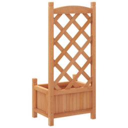Berkfield Elegant Planter With Trellis Brown Solid Wood Fir - thumbnail 6