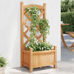 Berkfield Elegant Planter With Trellis Brown Solid Wood Fir - thumbnail 2