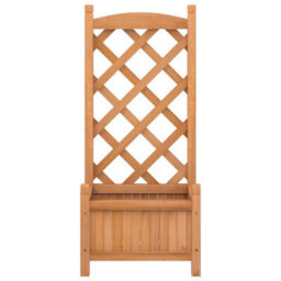 Berkfield Elegant Planter With Trellis Brown Solid Wood Fir - thumbnail 4