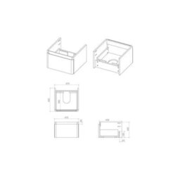 Aquarius Corinthe Fluted Wall Mounted Vanity Unit  With Basin - 1 Drawer - 500 X 460mm - Textured Oak - thumbnail 3