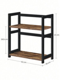 Songmics Spice Rack Ofs046B01, 2 Tier Storage Rack, Desktop Organiser, Bamboo Frame, For Kitchens, Rustic Brown And Black - thumbnail 7