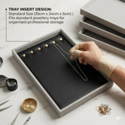 Perma Jewel Equipment Black Leather Chain Tray Insert With 7 Brass Hooks - Premium Jewellery Tray For Necklace, Chain - thumbnail 7